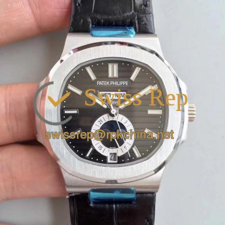 Replica Patek Philippe Nautilus Annual Calendar Moonphase 5726A KM V2 Stainless Steel Brown Dial Swiss 324 S QA LU 24H/303