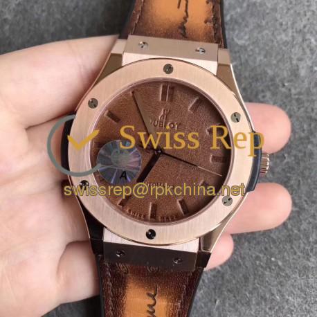 Replica Hublot Classic Fusion Berluti Scritto 511.OX.0500.VR.BER16 SR V2 Rose Gold Brown Leather Dial Swiss HUB1100