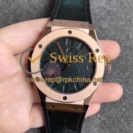 Replica Hublot Classic Fusion Berluti Scritto 511.OX.0500.VR.BER16 SR V2 Rose Gold Green Leather Dial Swiss HUB1100