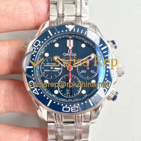 Replica Omega Seamaster Diver 300M Co-Axial Chronograph 44MM 212.30.44.50.03.001 OM Stainless Steel Blue Dial Swiss 7753