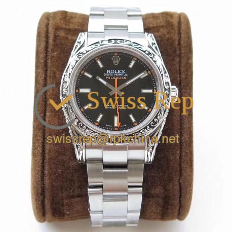 Replica Rolex Milgauss 116400GV GG Stainless Steel Black Dial Swiss 2836-2