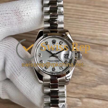 Replica Rolex Lady Datejust 28 279166 28MM WF Stainless Steel Silver Dial Swiss 2671