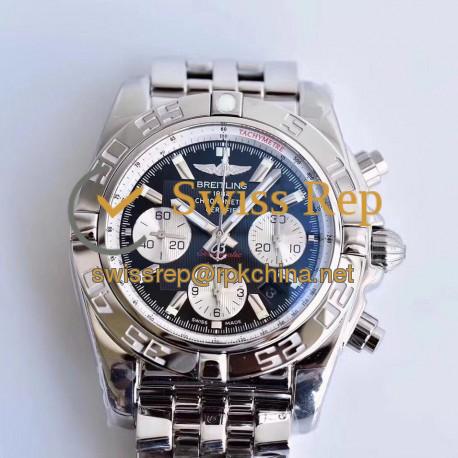 Replica Breitling Chronomat 44 AB011012/B967/375A GF Stainless Steel Black Dial Swiss 7750