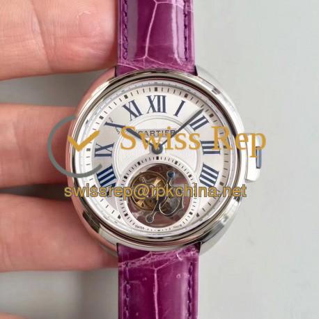 Replica Ballon Bleu De Cartier Flying Tourbillon HPI00716 39MM TF Stainless Steel White Dial Swiss 9452MC