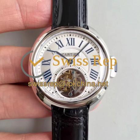 Replica Ballon Bleu De Cartier Flying Tourbillon HPI00716 39MM TF Stainless Steel White Dial Swiss 9452MC