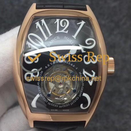 Replica Franck Muller Cintree Curvex Imperial Tourbillon 8880 T FM Rose Gold Black Dial Swiss Tourbillon