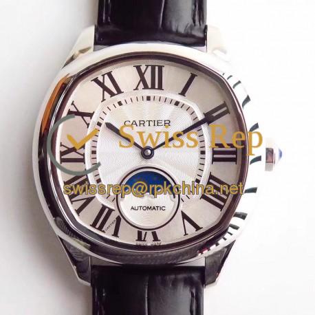 Replica Drive de Cartier Moonphase WSNM0008 N Stainless Steel Silver Dial Swiss 1904-LU MC