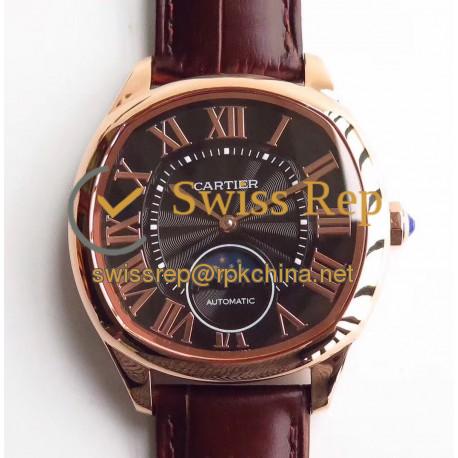 Replica Drive de Cartier Moonphase WGNM0008 N Rose Gold Black Dial Swiss 1904-LU MC