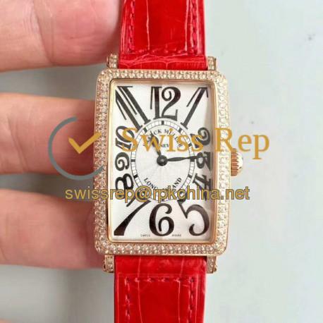 Replica Franck Muller Ladies Long Island 1952 952 QZ D CD GF Rose Gold & Diamonds Silver Dial Swiss Quartz