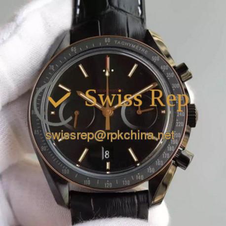 Replica Omega Speedmaster Professional Moonwatch Chronograph PVD & Rose Gold Black Dial Swiss 9300