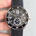 Replica Calibre De Cartier Diver W7100056 42MM JJ Stainless Steel Black Dial M9015