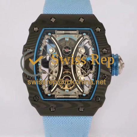 Replica Richard Mille RM53-01 Tourbillon Pablo Mac Donough KV Forged Carbon Skeleton Blue Dial M9015