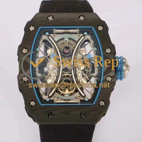 Replica Richard Mille RM53-01 Tourbillon Pablo Mac Donough KV Forged Carbon Skeleton Blue Dial M9015