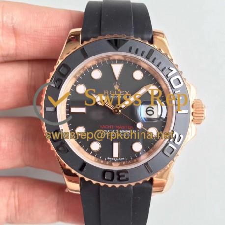 Replica Rolex Yacht-Master 40 116655 AR Rose Gold Black Dial Swiss 3135