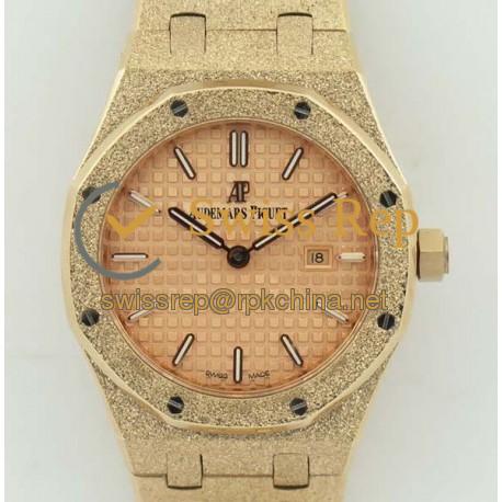 Replica Audemars Piguet Royal Oak Frosted Gold Quartz 33MM 67653 OM Rose Gold Rose Gold Dial Swiss 3132