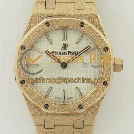 Replica Audemars Piguet Royal Oak Frosted Gold Quartz 33MM 67653 OM Rose Gold Silver Dial Swiss 3132