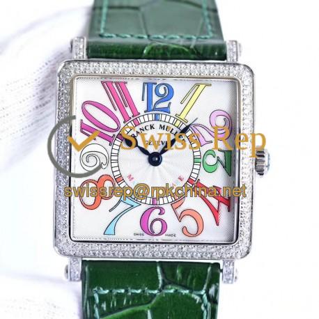 Replica Franck Muller Master Square Ladies 6002 M QZ D  GF Stainless Steel & Diamonds White Dial Swiss Quartz