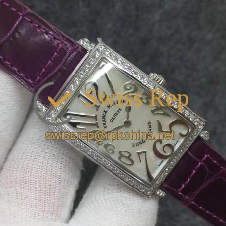 Replica Franck Muller Ladies Long Island 1952 952 QZ D GF Stainless Steel & Diamonds Silver Dial Swiss Quartz