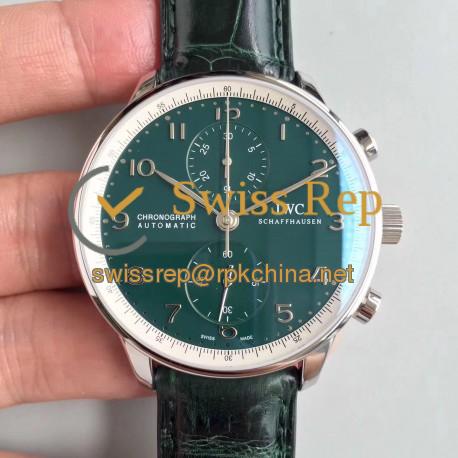 Replica IWC Portugieser Chronograph Edition 150 Years IW371601 YL Stainless Steel Green Dial Swiss 69355