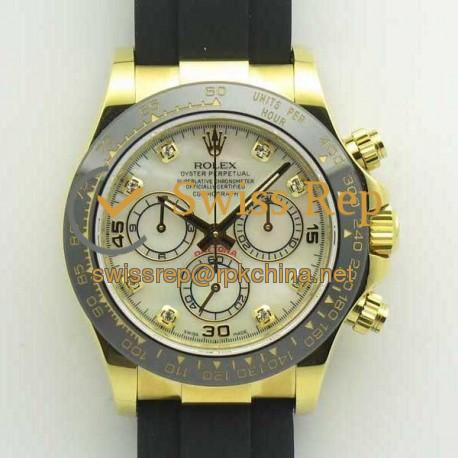 Replica Rolex Daytona Cosmograph 116518LN JH Yellow Gold Mother Of Pearl Dial Swiss 4130 Run 6@SEC