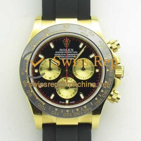 Replica Rolex Daytona Cosmograph 116518LN JH Yellow Gold Black Dial Swiss 4130 Run 6@SEC