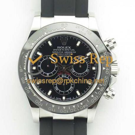 Replica Rolex Daytona Cosmograph 116519LN JH Stainless Steel Black Dial Swiss 4130 Run 6@SEC