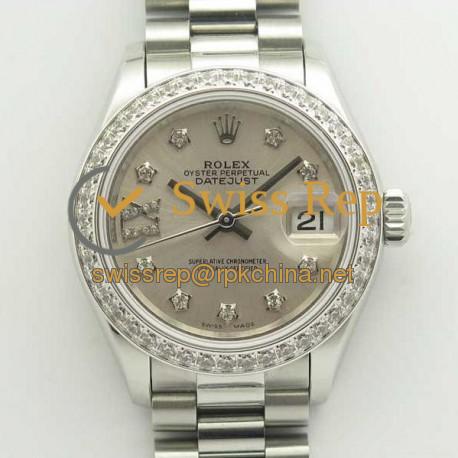 Replica Rolex Lady Datejust 28 279136RBR 28MM BP Stainless Steel & Diamonds Silver Dial Swiss 2671