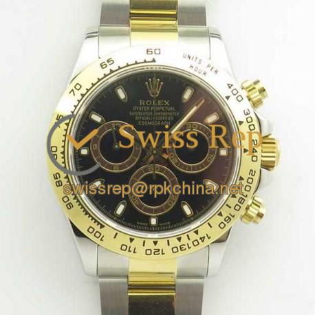 Replica Rolex Daytona Cosmograph 116503 BP Yellow Gold & Stainless Steel Black Dial Swiss 4130 Run 6@SEC