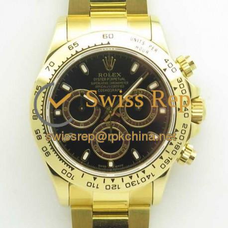 Replica Rolex Daytona Cosmograph 116508 BP Yellow Gold Black Dial Dial Swiss 4130 Run 6@SEC