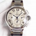 Replica Cartier Ballon Bleu Chronograph W6920076 ZF Stainless Steel Silver Dial Swiss 8101 MC