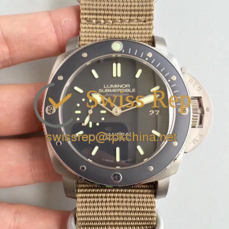 Replica Panerai Luminor Submersible 1950 Amagnetic 3 Days Automatic PAM389 VS Titanium Black Dial Swiss P9000