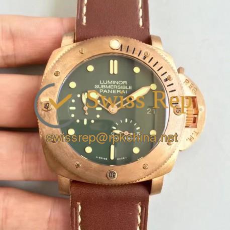 Replica Panerai Luminor Submersible 1950 PAM507 KV V2 Bronzo Green Dial Swiss P9002