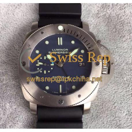 Replica Panerai Luminor Submersible GMT Regatta PAM371 ZF Titanium Black Dial Swiss P9001