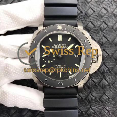 Replica Panerai Luminor Submersible 1950 Amagnetic 3 Days PAM389 VS V2 Titanium Black Dial Swiss P9000