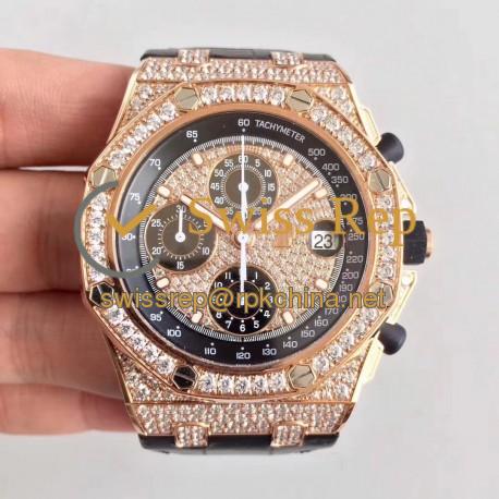 Replica Audemars Piguet Royal Oak Offshore 26067OR.ZZ.D002CR.01 JF V3 Rose Gold & Diamonds Diamond Dial Swiss 7750