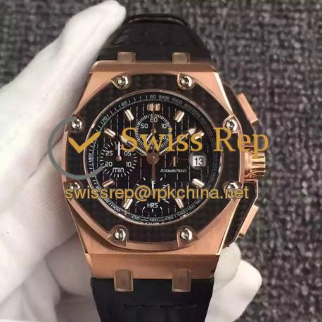 Replica Audemars Piguet Royal Oak Offshore Juan Pablo Montoya 26030RO.00.D001IN.01 JF V2 Rose Gold Black Dial Swiss 2840