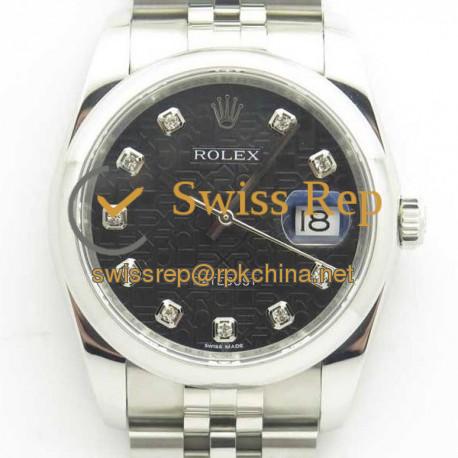 Replica Rolex Datejust 36MM 116234 DJ V2 Stainless Steel Black Anniversary Jubilee Dial Swiss 3135