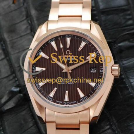 Replica Omega Aqua Terra 41MM Rose Gold Brown Dial Swiss 8501