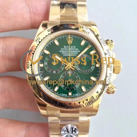 Replica Rolex Daytona Cosmograph 116508 AR Stainless Steel 904L With 18K Yellow Gold Wrapped Green Dial Swiss 4130 Run 6@SEC