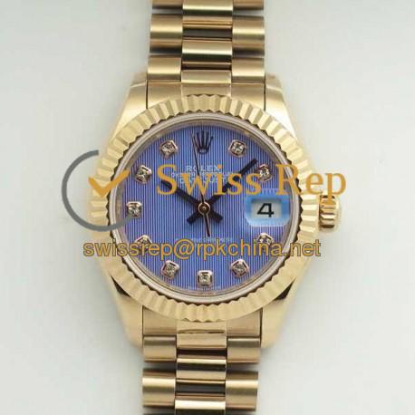 Replica Rolex Lady Datejust 28 279165 28MM BP Rose Gold Blue Dial Swiss 2671