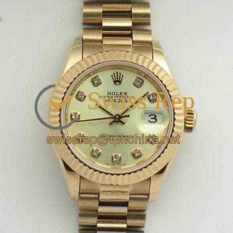 Replica Rolex Lady Datejust 28 279165 28MM BP Rose Gold Yellow Mother Of Pearl Dial Swiss 2671