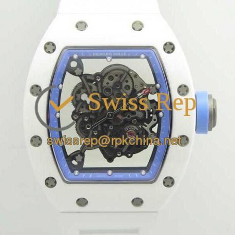 Replica Richard Mille RM055 KV V2 White Ceramic Blue Skeleton Dial M8215