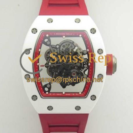 Replica Richard Mille RM055 KV V2 White Ceramic Red Skeleton Dial M8215