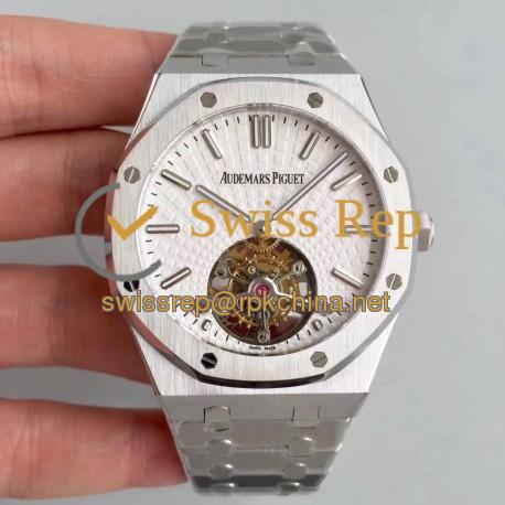 Replica Audemars Piguet Royal Oak Tourbillon Extra Thin 26522 R8 Stainless Steel White Dial Swiss 2924