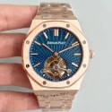 Replica Audemars Piguet Royal Oak Tourbillon Extra Thin 26522 R8 Rose Gold Blue Dial Swiss 2924