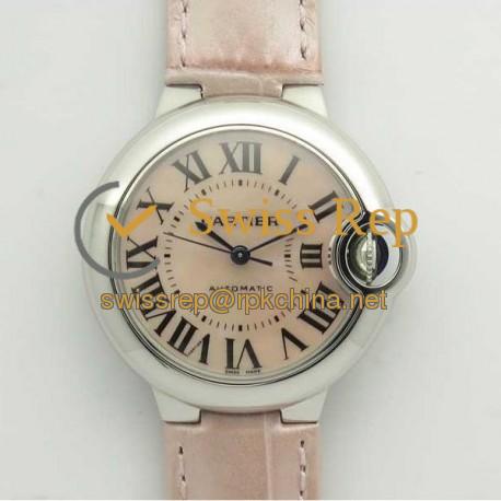 Replica Ballon Bleu De Cartier Ladies 33MM WSBB0002 V6 Stainless Steel Pink Mother Of Pearl Dial Seiko NH05A