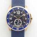 Replica Calibre De Cartier Diver WGCA0009 42MM JF Rose Gold Blue Dial A23J