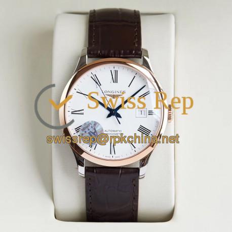 Replica Longines Record L2.821.4.11.2 AF Stainless Steel & Rose Gold White Dial Swiss L888.4