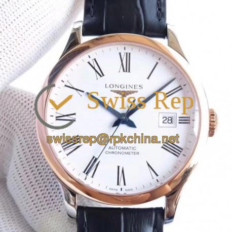 Replica Longines Record L2.821.4.11.2 AF Stainless Steel & Rose Gold White Dial Swiss L888.4