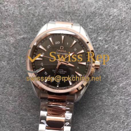 Replica Omega Seamaster Aqua Terra 150M GMT 43MM 231.20.43.22.06.003 VS Stainless Steel & Rose Gold Brown Dial Swiss 8605